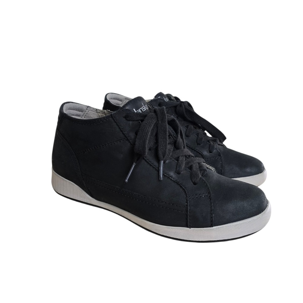 Dansko Paisley‎ Womens 39 Black Leather Lace Up Side Zip Walking Sneakers